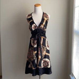 Halter neck black patterned dress